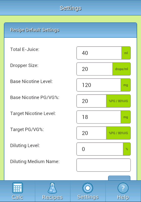eJuice Calc DIY eJuice Recipe Calculator